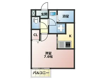 OURS LAVANDE(1K/2階)の間取り写真