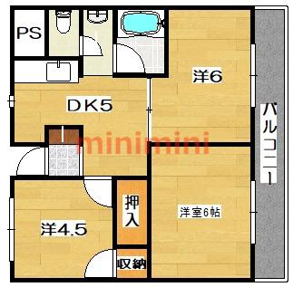 ピースフルハウス(3DK/3階)の間取り写真