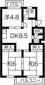 杉本ビル(3DK/4階)の間取り写真