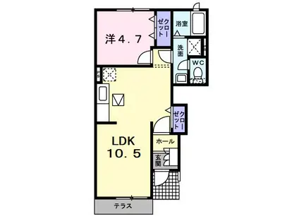 グランシャトーINO II(1LDK/1階)の間取り写真