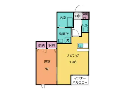 メルベーユ・トロア(1LDK/1階)の間取り写真