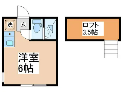 アクタス(ワンルーム/2階)の間取り写真