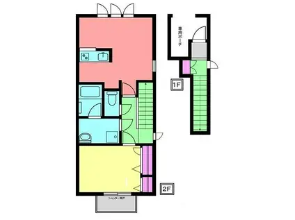 リビエール(1LDK/2階)の間取り写真