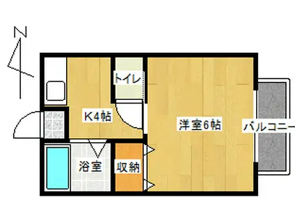 レジデンスフジ(1K/1階)の間取り写真