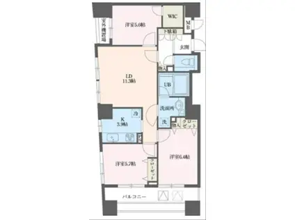 ドゥーエYOKOHAMA(3LDK/7階)の間取り写真