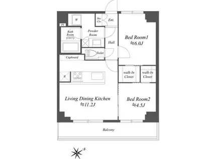 フライス白金台(2LDK/8階)の間取り写真