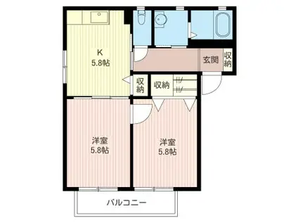 アネーロL(2DK/2階)の間取り写真