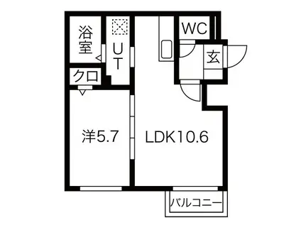 ミレイル共栄(1LDK/2階)の間取り写真
