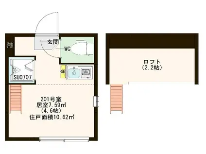 グロリア大井町(ワンルーム/2階)の間取り写真