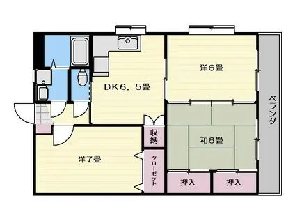 エバーグリーンA・T(3DK/3階)の間取り写真