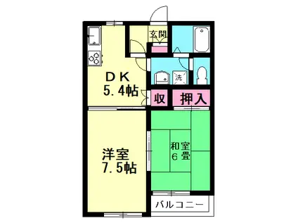 YシティハイツII(2DK/1階)の間取り写真