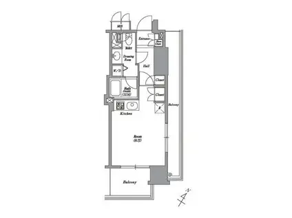 レキシントンスクエア白金高輪(ワンルーム/3階)の間取り写真