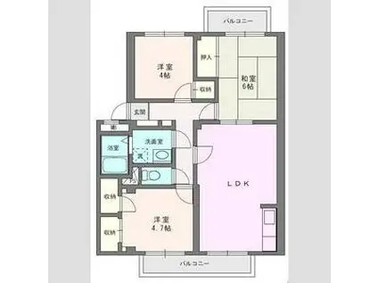 ガーデンビレッジ柏2号棟(3LDK/1階)の間取り写真