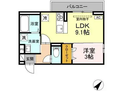 レスア柏崎I(1LDK/3階)の間取り写真