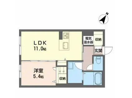 フォーブール馬場町(1LDK/1階)の間取り写真