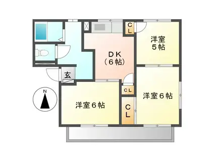 スカイヒル佃(3DK/2階)の間取り写真