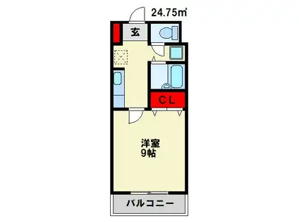 サクシード浅川(1K/2階)の間取り写真