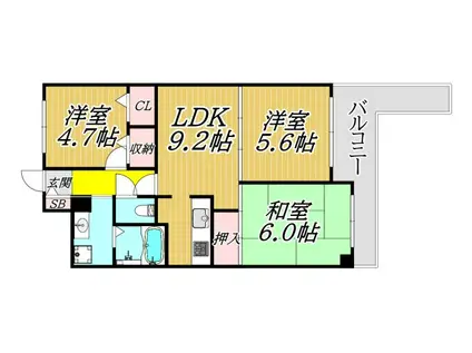 コスモ尼崎駅前通(3DK/11階)の間取り写真
