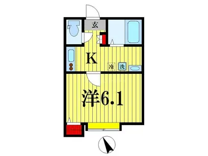 オークランド馬橋(1K/1階)の間取り写真