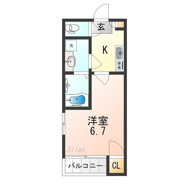 南大阪ミカーサ(1K/2階)の間取り写真