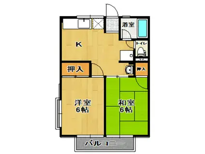 シティハイムメルローズ(2DK/2階)の間取り写真