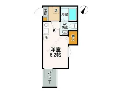 ルミナ境之谷(ワンルーム/2階)の間取り写真