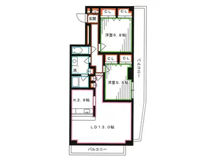 イストワール(2LDK/6階)の間取り写真