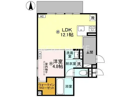 D-ROOM太子堂北(1LDK/3階)の間取り写真