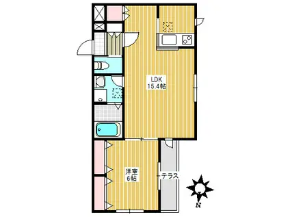 CHANTER ROSE(1LDK/1階)の間取り写真