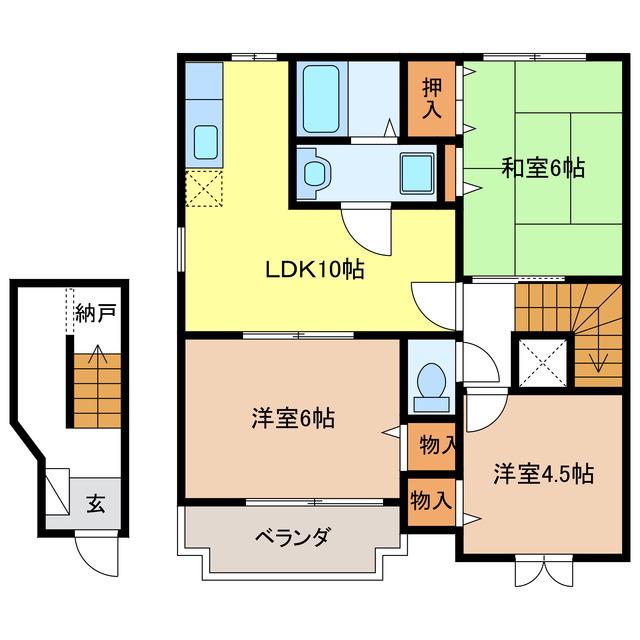 フレッサB(3LDK/2階)の間取り写真
