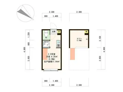 LEDミラージュ(ワンルーム/1階)の間取り写真