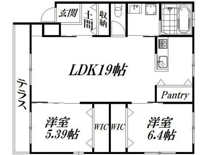 ヴィラ初生(2LDK/1階)の間取り写真