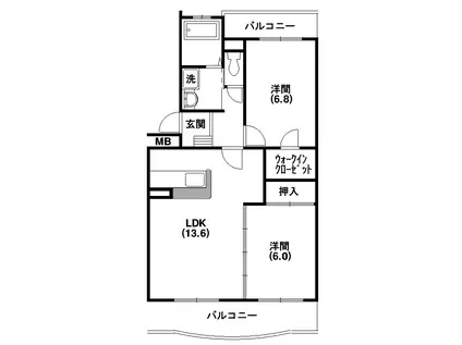 ヴィクトワール(2LDK/3階)の間取り写真