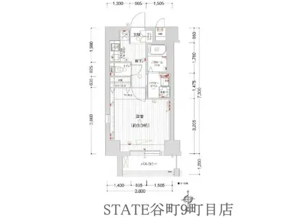 セオリー難波南プレミアム(1K/8階)の間取り写真