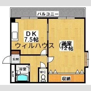 大津池第二マンション(1DK/1階)の間取り写真