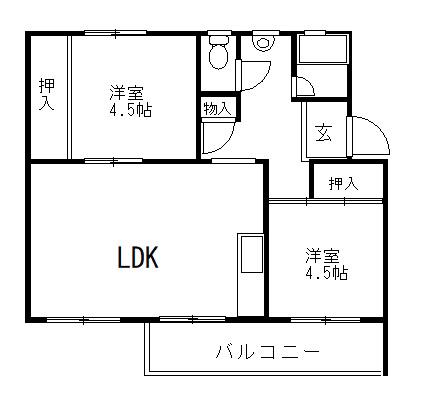 花見川団地7-4棟(2LDK/4階)の間取り写真