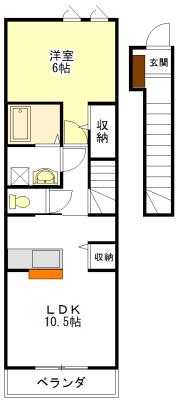 ADVANCE II(1LDK/2階)の間取り写真