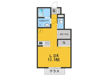 エスペランサ八幡(ワンルーム/1階)の間取り写真