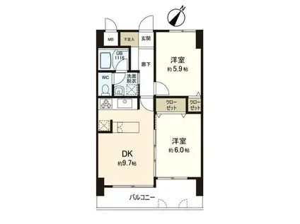 LIVREST(2DK/4階)の間取り写真