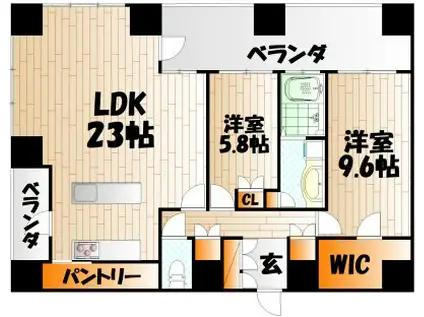 MOJI MID AIR(2LDK/24階)の間取り写真