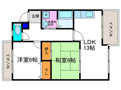 アーバニティー桂(2LDK/3階)の間取り写真