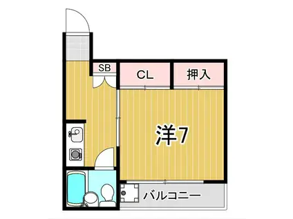 サン・山下(1K/3階)の間取り写真