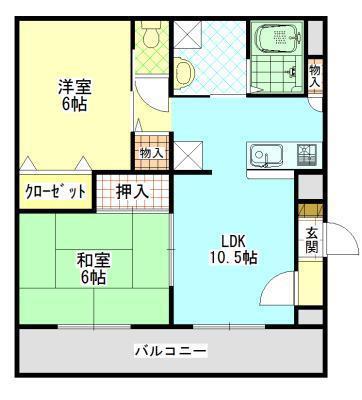 サン・オーレせんだ(2LDK/2階)の間取り写真