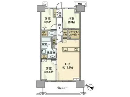 プラウドシティ武蔵浦和ステーションアリー(3LDK/19階)の間取り写真