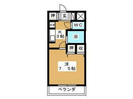 プライムハイツR・K(1K/2階)の間取り写真