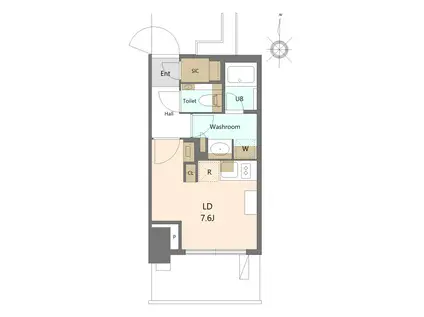 大崎ステーションレジデンス(ワンルーム/19階)の間取り写真