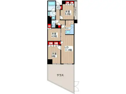 グランドメゾン桜新町(3LDK/1階)の間取り写真