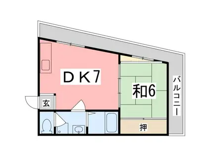 インタービレッジ千代田(1DK/3階)の間取り写真