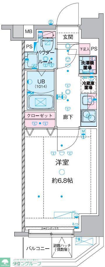 GENOVIA西川口IV(1K/4階)の間取り写真