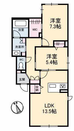 BEREO・N(2LDK/1階)の間取り写真